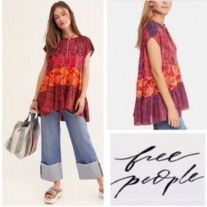 Free People Multicolor Floral Tunic Top